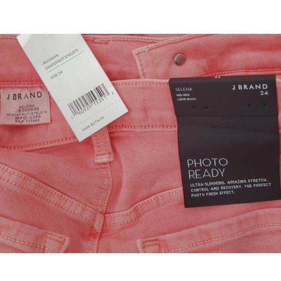 J Brand Women's Selena Grapefruit Crop Boot Mid-Rise Eyelet Jean SZ 24R NWT - Picture 9 of 12